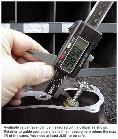 Measuring available valve travel on a Harley Davidson 1200 Sportster cylinder head