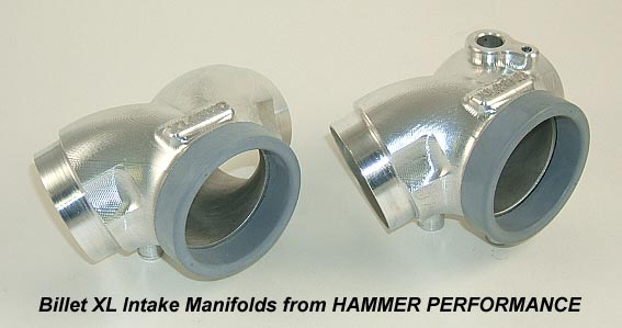 Billet Intake Manifolds to Use a Mikuni HSR45 or CV44 Carburetor on Harley Davidson XL Sportster Models