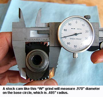 Sportster cam showing the stock base circle