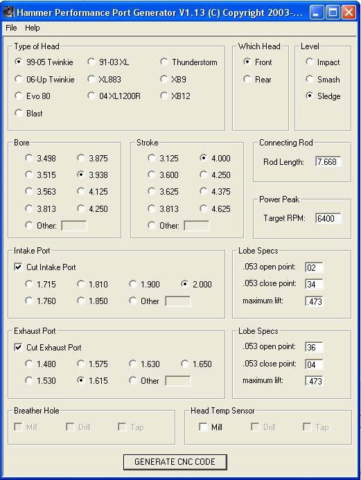 CNC G-Code Generation Program for Porting Harley Davidson Twin Cam Cylinder Heads